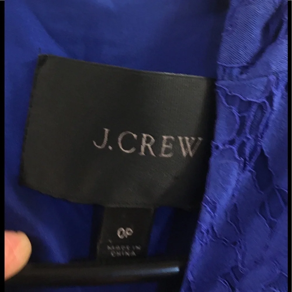 J. Crew Cobalt Blue Lace Long Sleeves Ruffle Dress - Picture 11 of 15